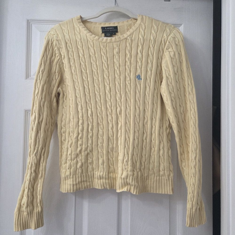 Lauren By Ralph Lauren Women's Yellow Cable Knit Sweater